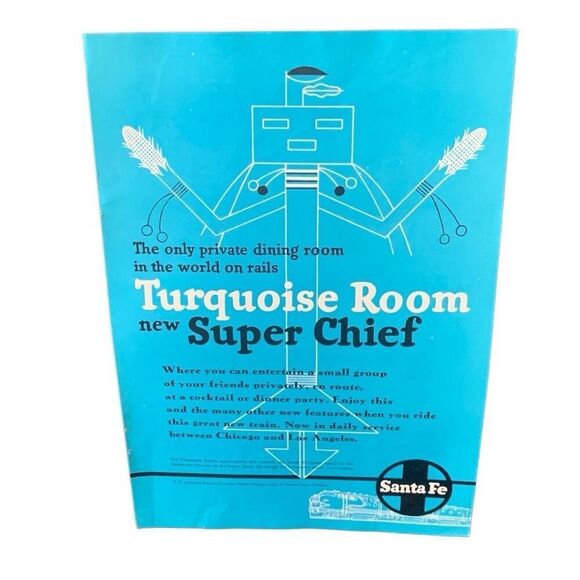 Vintage 1951 Santa Fe Turquoise Room Private Dining Ad Advertisement - Picture 3 of 4